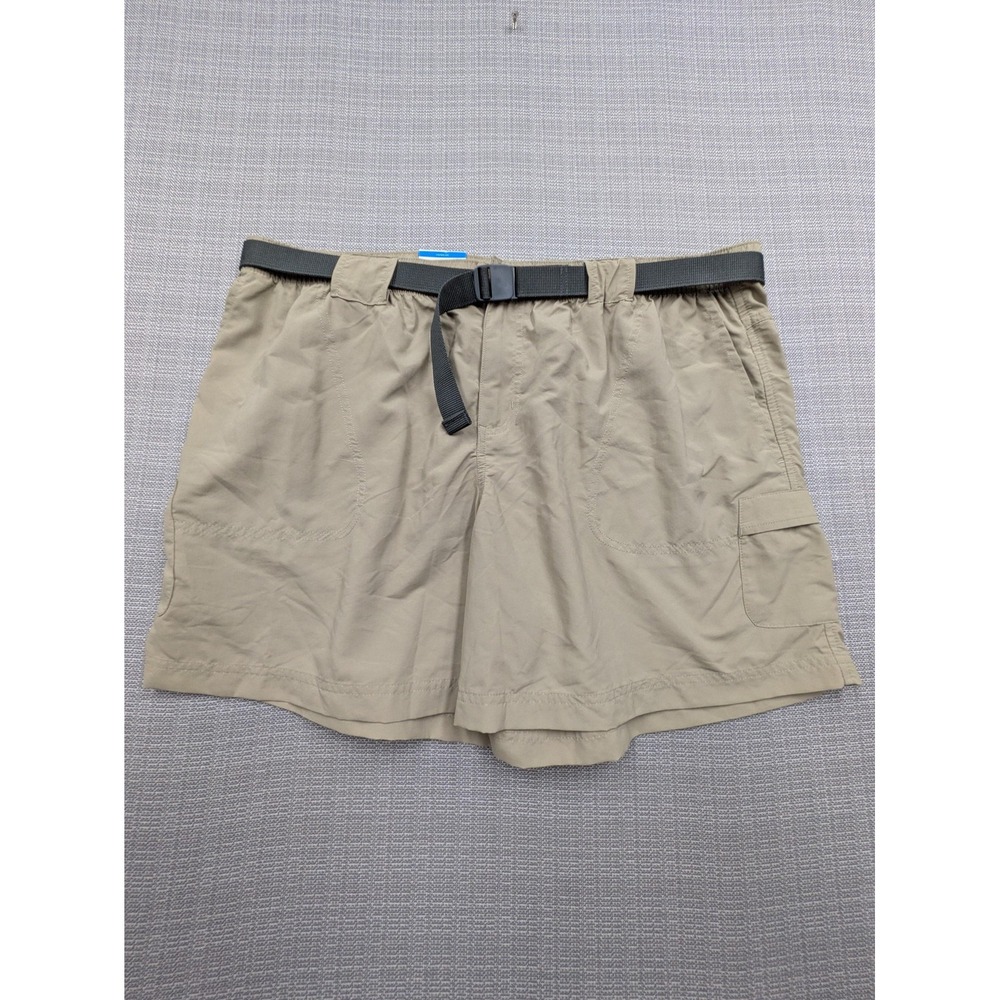 Columbia Swim Shorts Mens XL Beige Nylon Mesh Lined Belted Quick Dry 6 Inseam